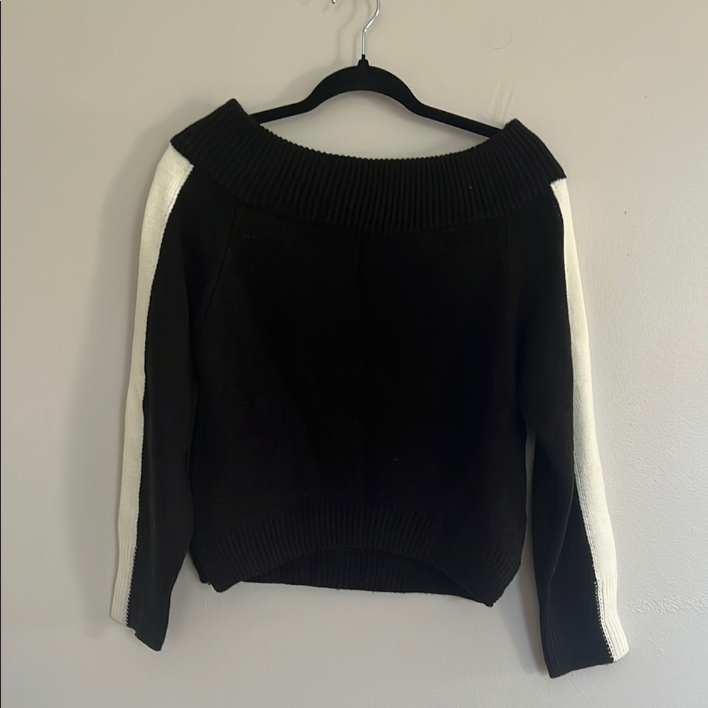 Black and White Off-Shoulder Sweater